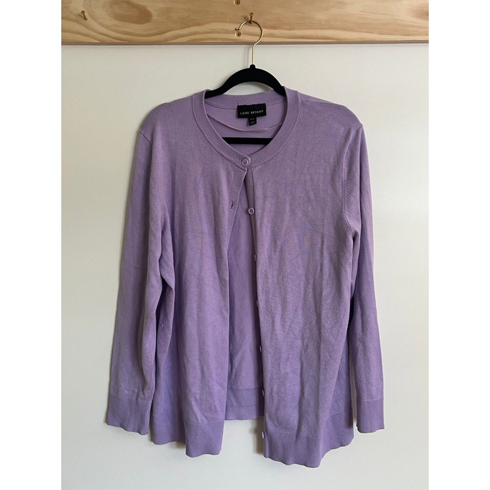 Lane Bryant Lavender Cardigan Crewneck Button Spring Women Size 14/16